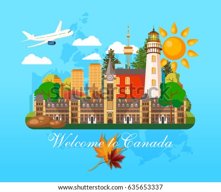 Canada. Canadian tradition vector icons. Banner about canadian culture. 