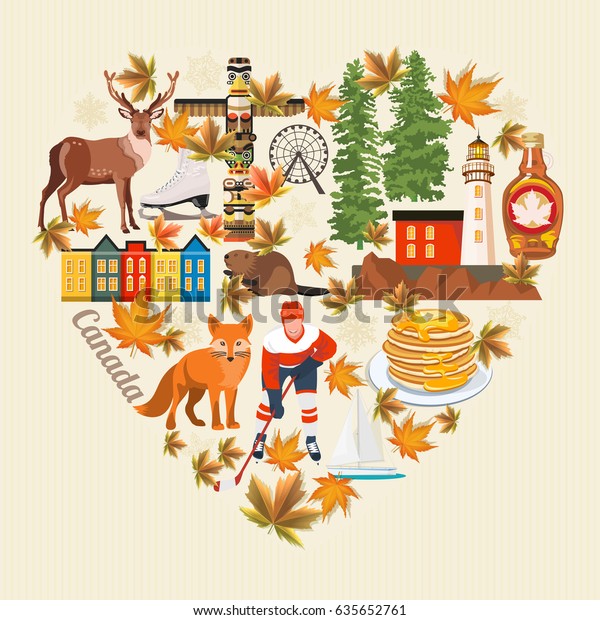 Canada. Canadian tradition vector icons. Banner about\
canadian culture. 
