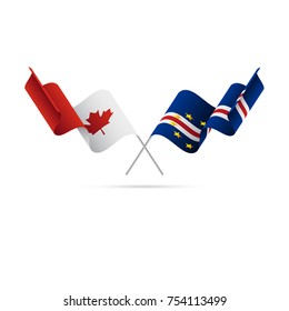 Canada and Cape Verde crossed flags. Vector illustration.