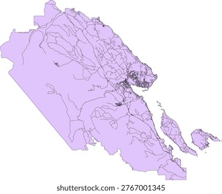 Canada Census Division British Columbia Comox Valley Regional District Boundary and Road Vector Map