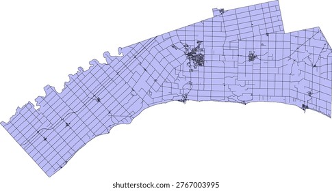 Canada Census Division Ontario Elgin County Boundary and Road Vector Map