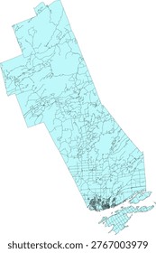 Canada Census Division Ontario Frontenac County Boundary and Road Vector Map
