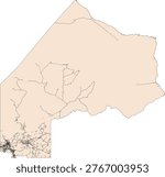 Canada Census Division Ontario Kenora District Boundary and Road Vector Map