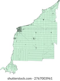 Canada Census Division Ontario Lambton County Boundary and Road Vector Map