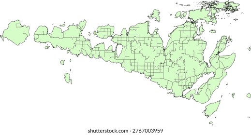 Canada Census Division Ontario Manitoulin District Boundary and Road Vector Map