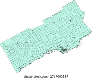 Canada Census Division Ontario Stormont, Dundas and Glengarry United Counties Boundary and Road Vector Map