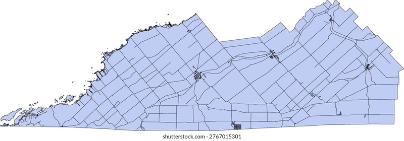 Canada Census Division Quebec Le Haut-Saint-Laurent Regional County Municipality (MRC) Boundary and Road Vector Map