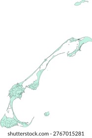 Canada Census Division Quebec Les iles-de-la-Madeleine (Magdalen Islands) Equivalent territory Boundary and Road Vector Map