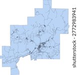 Canada Census Subdivision (CSD) Ontario Greater Sudbury or Grand Sudbury Boundary and Road Vector Map