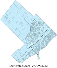 Canada Census Subdivision (CSD) Ontario Burlington Boundary and Road Vector Map