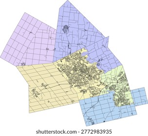 Canada Census Subdivision (CSD) Ontario Municipality Waterloo Boundary and Road Vector Map