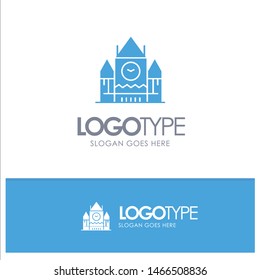 Canada, Centre Block, Government, Landmark Blue Solid Logo with place for tagline. Vector Icon Template background