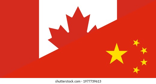 canada and china flags. vector background
