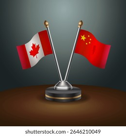 Canada and China table flags relation with gradient backgrund