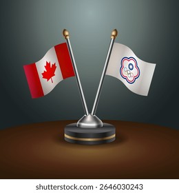 Canada and China Taipei table flags relation with gradient backgrund