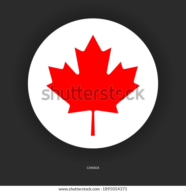 暗いグレイの背景にカナダの円の国旗 辛うじて暗い背景にカナダのボタン国旗 のベクター画像素材 ロイヤリティフリー
