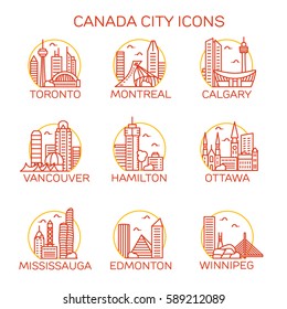 Canada City Icons. Vector illustration