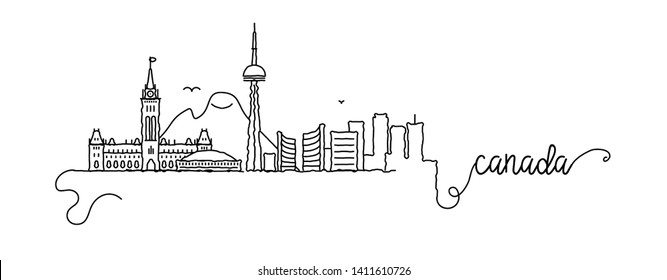 Canada City Skyline Doodle Sign