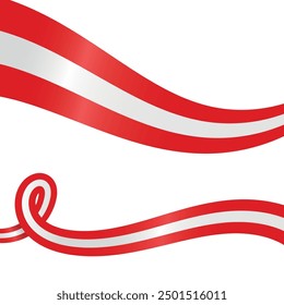 Canada Colors Flag Ribbons. Red and White Vector Illustration. Austria. Indonesia. Poland. Singapore. Denmark. Japan. Switzerland. Turkey. Monaco.