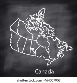 Canada Comoros map drawn with chalk on blackboard background