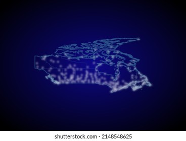 Canada concept vector map with glowing cities, map of Canada suitable for technology,innovation or internet concepts.