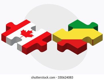 Canada and Congo Flags in puzzle isolated on white background