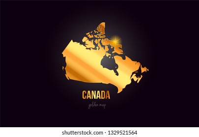 Canada country border map in gold golden metal color design suitable for a logo icon design