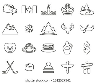 Canada Country & Culture Icons Thin Line Set Big