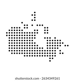 Canada country dotted map. Black spot pixel illustration isolated on white background. Vector circle mosaic.