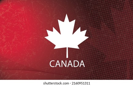 Canada country emblem on abstract red background with texture