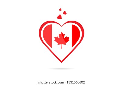 Canada country flag inside love heart  design suitable for a logo icon design