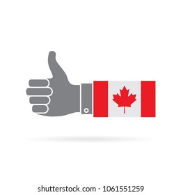 Canada country flag thumbs up vector icon