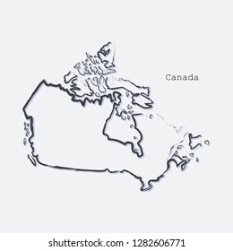 Canada country map line shape. Brush style. Vector illustration