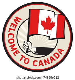 Canada country welcome sign or stamp. Vector illustration
