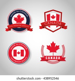 Canada County design. Maple leaf icon. Seal stamp illustration