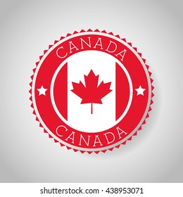 Canada County design. Maple leaf icon. Seal stamp illustration