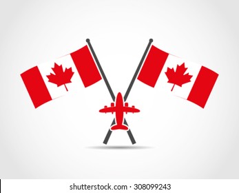 Canada Crossed Flags Airplane