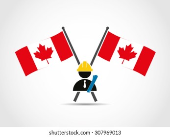 Canada Crossed Flags Emblem Architect