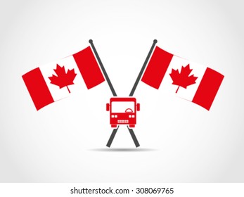 Canada Crossed Flags Emblem Bus Public Transportation
