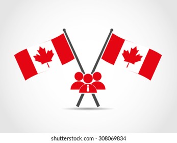 Canada Crossed Flags Emblem Business Boss