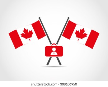 Canada Crossed Flags Emblem Business Duty