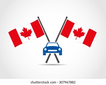 Canada Crossed Flags Emblem Car Manufacture Industry