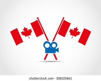 Canada Crossed Flags Emblem Cinema