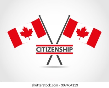 Canada Crossed Flags Emblem Citizenship