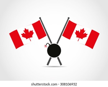 Canada Crossed Flags Emblem Debt