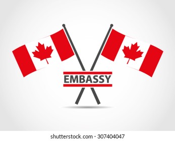 Canada Crossed Flags Emblem Embassy