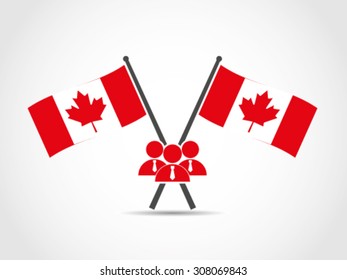 Canada Crossed Flags Emblem Employee Businessman