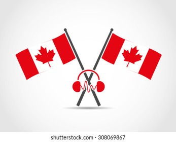 Canada Crossed Flags Emblem Headset Music Industry