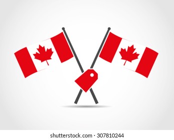 Canada Crossed Flags Emblem Label