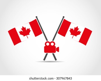 Canada Crossed Flags Emblem Movie Industry